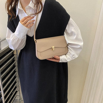 Women’s French Asymmetric Clutch – Textured Underarm Shoulder Bag with Buckle