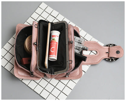 Women’s Vintage Rhinestone Chain Crossbody Bag - Mini Square Purse with Magnetic Closure