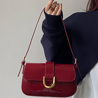 Women’s Merlot Carryall - 3-Way Top-Handle Bag with Equestrian Clasp & Lacquered Vegan Leather