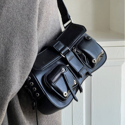 Women’s Structured Baguette Bag - PU Leather Topstitched Purse for Urban Minimalism