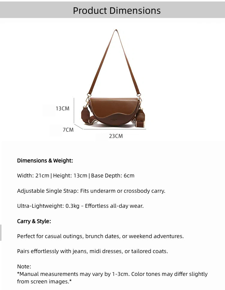 Women’s Vintage Saddle Crossbody Bag – Minimalist Underarm Shoulder Purse