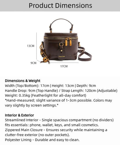 Women’s Premium Vintage Bucket Bag - Retro Chic Top Handle Crossbody Purse for Stylish Casual Use