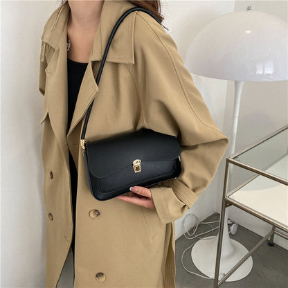 Women’s French Asymmetric Clutch – Textured Underarm Shoulder Bag with Buckle