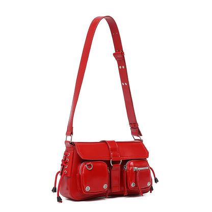 Women’s Structured Baguette Bag - PU Leather Topstitched Purse for Urban Minimalism