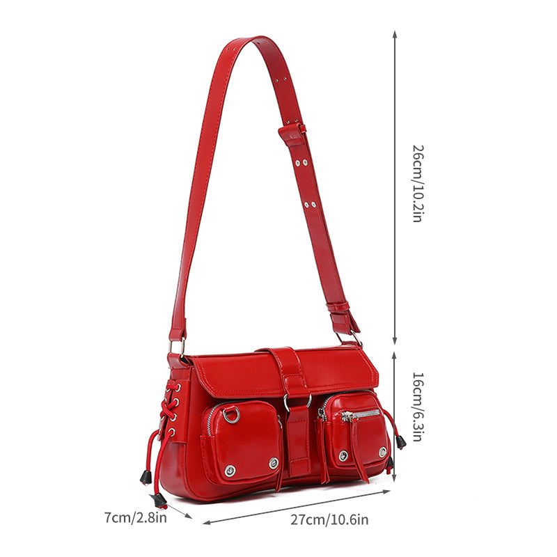 Women’s Structured Baguette Bag - PU Leather Topstitched Purse for Urban Minimalism