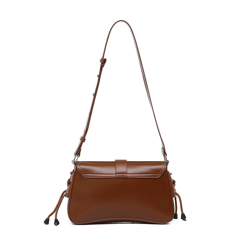 Women’s Structured Baguette Bag - PU Leather Topstitched Purse for Urban Minimalism