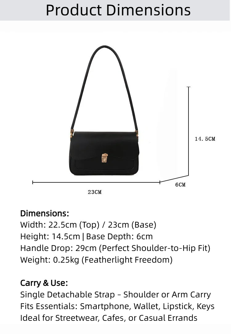 Women’s French Asymmetric Clutch – Textured Underarm Shoulder Bag with Buckle