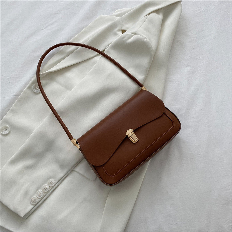 Women’s French Asymmetric Clutch – Textured Underarm Shoulder Bag with Buckle
