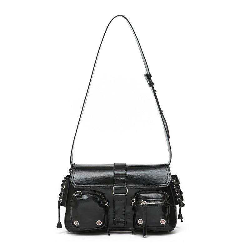 Women’s Structured Baguette Bag - PU Leather Topstitched Purse for Urban Minimalism