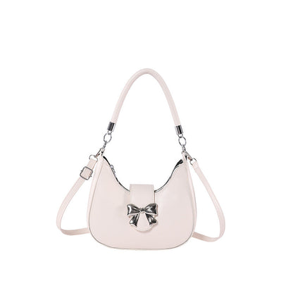 Women’s Bow-Adorned Chain Shoulder Bag - Crossbody Purse with Detachable Strap